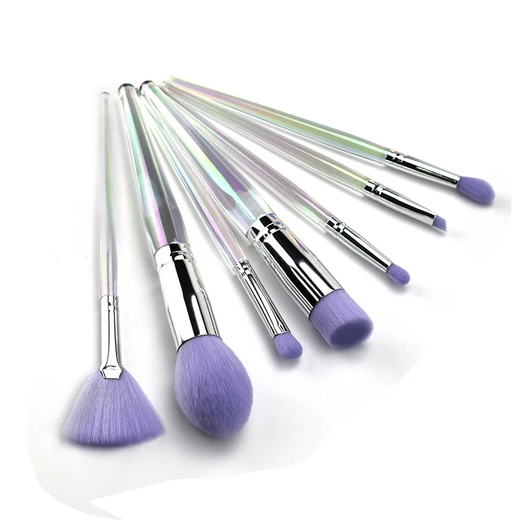 Custom 7 Pieces Vegan Synthetic Hair Holographic Makeup Brush Set Buy