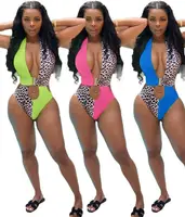 

2019 hot sell AA8108 women sexy halter one piece leopard swimsuit