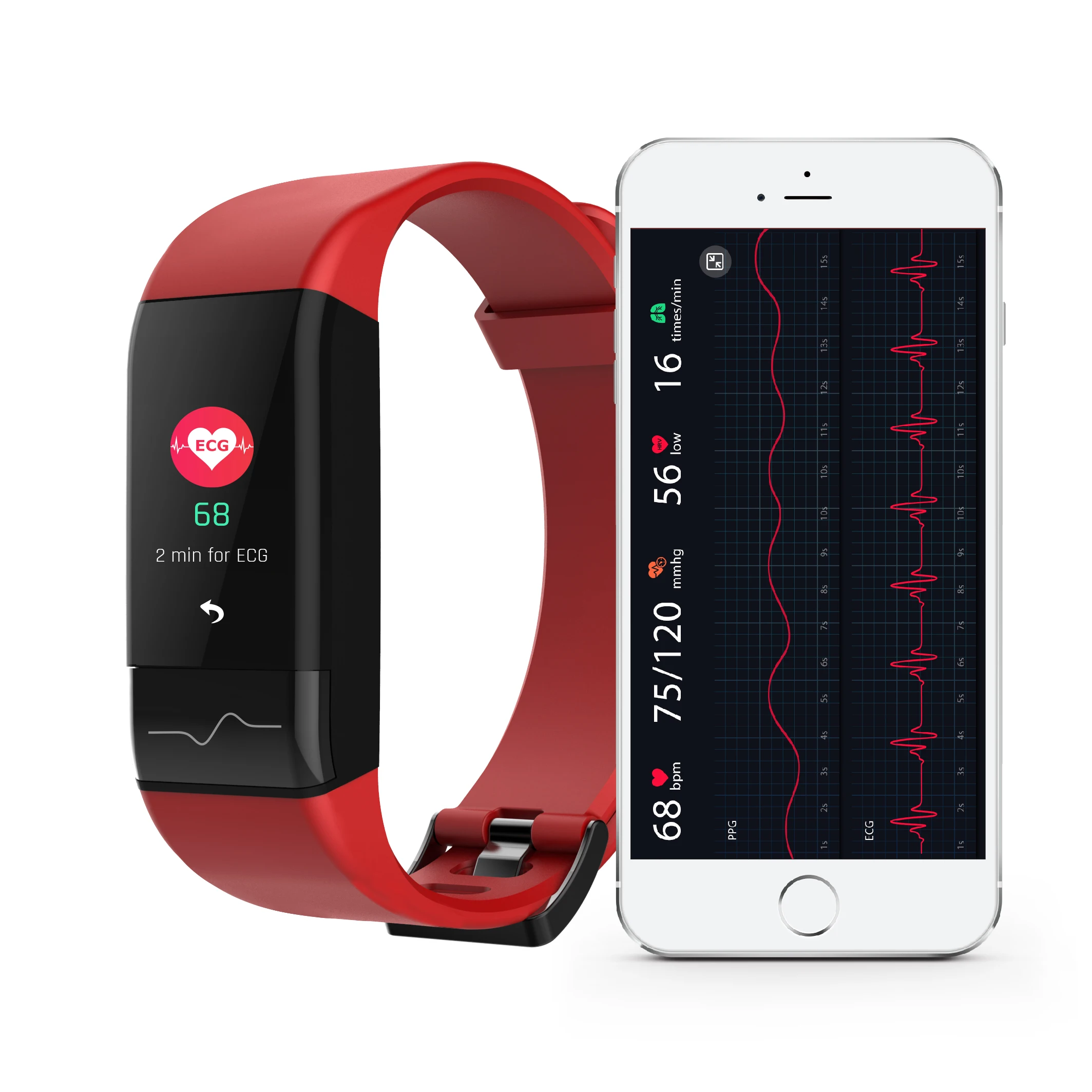 

Newest ECG PPG Model Smart Bracelet Dynamic Heart Rate Smart Band With Sleep Monitor, Black, blue, red or oem color