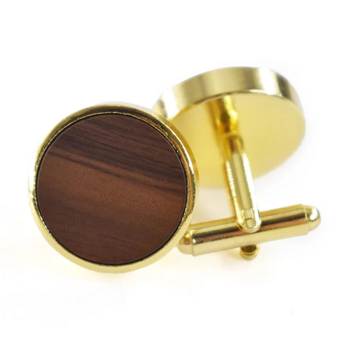 

american big round gold blank men walnut cuff links luxury custom stainless steel wood cufflink, Silver