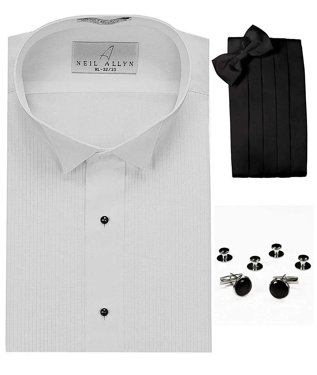 Gioberti Boy/'s Wing Tip Collar Long Sleeve Tuxedo Dress Shirt with Bow Tie