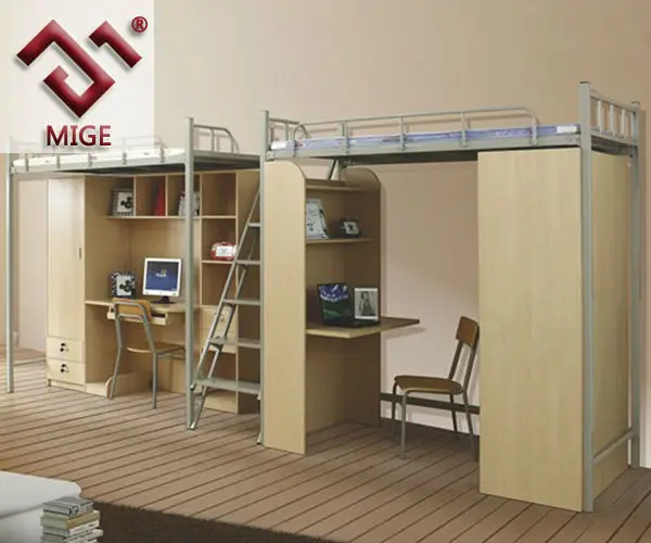 Melamine And Steel Frame Bookshelf Loft Bed With Desk Buy Loft