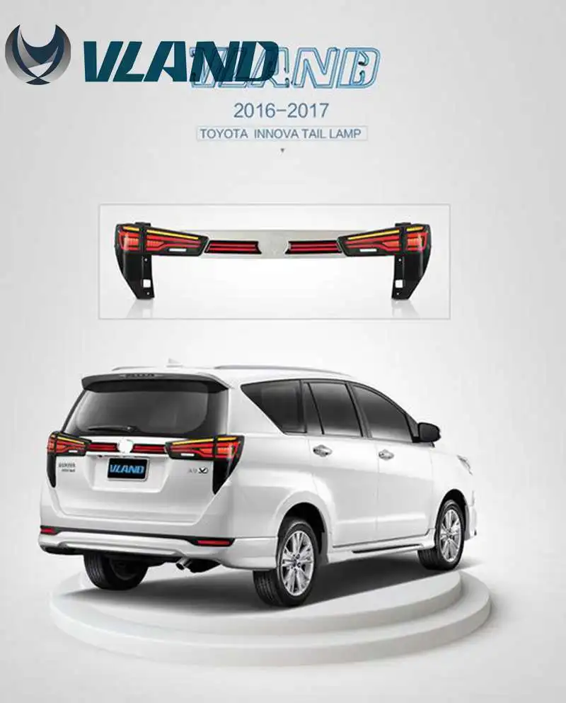 Vland factory LED Car Lamp for Innova Crysta taillight LED Light bar DRL rear light for 2016-up