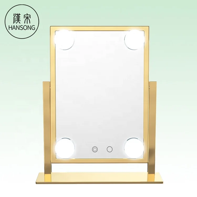 

Hollywood Stage Lighted Makeup Mirror Vanity with Touch Screen Button 4 Bulbs Led Makeup Mirror