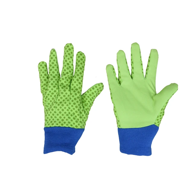 

PRI Green bulk cotton palm dotting printing kids children garden gloves