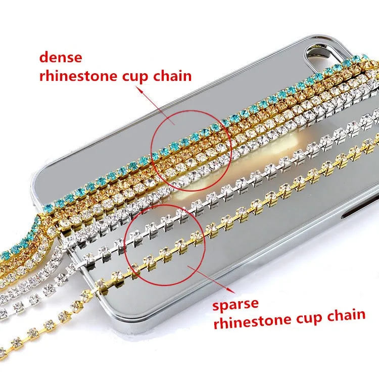 Colorful Rhinestone Chains SS12 3mm Silver Base Over 25 Kinds of Color Crystal AB Rhinestone Cup Chain for Wedding Dress