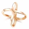 Women Fashion Party Accessories Simple Cross Channel Finger Rings 18K Rose Gold X Shape Cross Rings