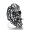 Cool Silver Domineering Pirate Skull Ring 316L Stainless Steel Mens Women Fashion Steel Cool Beard Skull Biker Ring