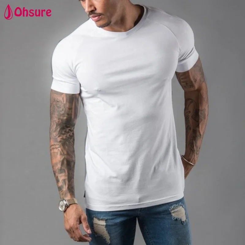 

95% cotton 5% spandex t shirt custom logo Slim fit Mens tee men's training tee bodybuilding t shirt gym men t shirt