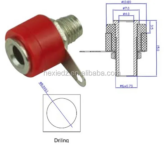 Banana de 4 mm de Terminal Rojo Post Panel Mount Socket