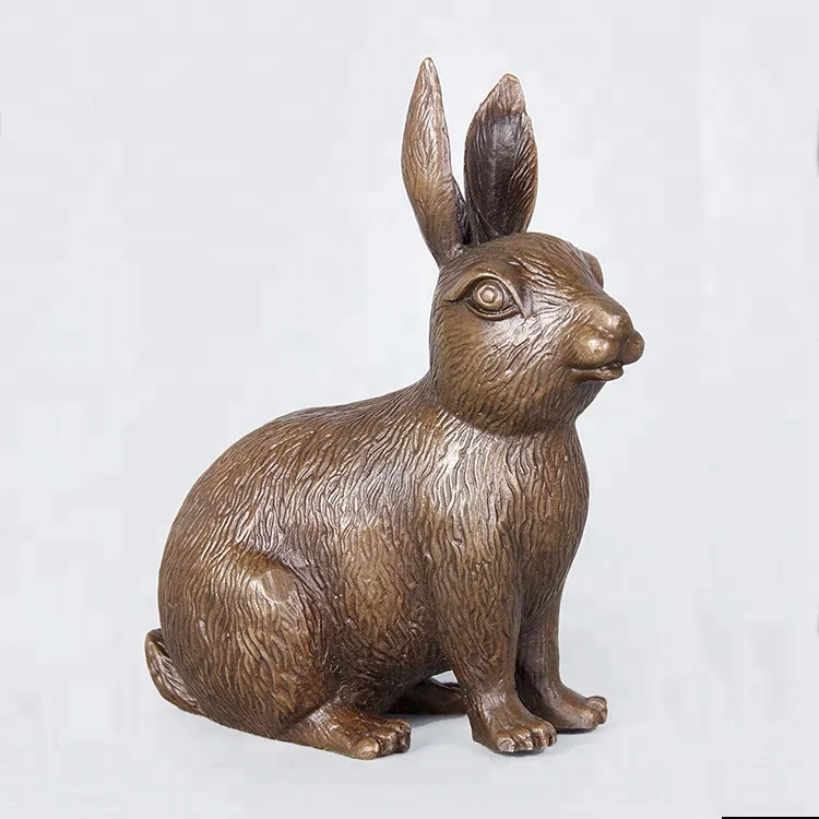 

DW-151 Pure Bronze Rabbit Statue Animal Figurine Wild Hare Sculpture Chinese Zodiac Feng Shui Vintage Art Decor