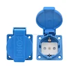 16A 250V IP54 Waterproof 2200W black blue European Socket plate