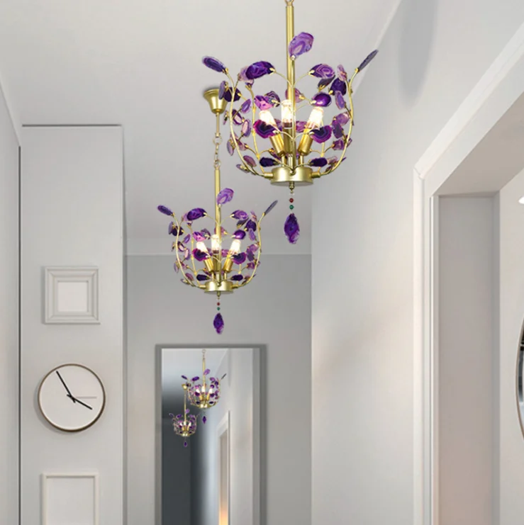 wholesale modern contemporary purple agate stone natural small vintage pendant lights