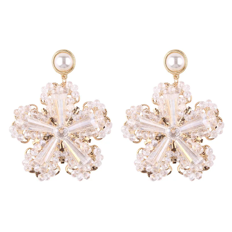 

Korean fashion alloy beaded flower earrings 2018, N/a