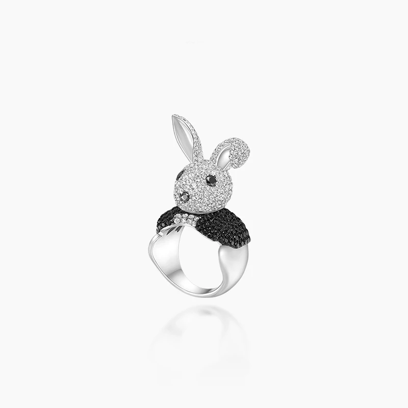 

2019 fashion Rabbit design CZ pave setting 925 sterling silver rings