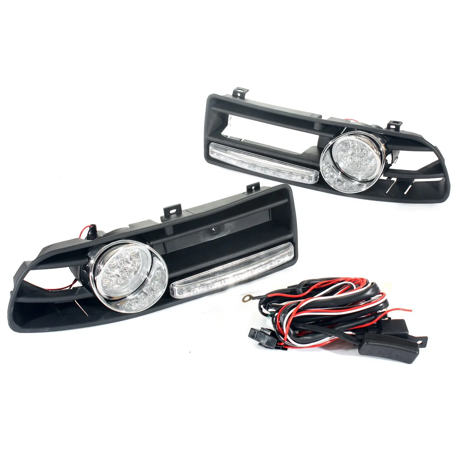 GVDOR Fog Light LED Front Bumper Grille Driving Fog Light DRL Lamp Set For VW Jetta Bora Mk4 99-04 1999 2000 2001 2002 2003 2004