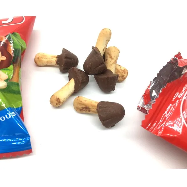 halal crispy mini mushroom shape biscuits mushroom chocolate