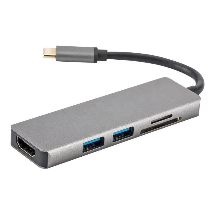 

5 in 1 USB 3.1 Type C Hub USB C to 4K UHD SD/TF Card Reader Adapter+USB3.0 Hub