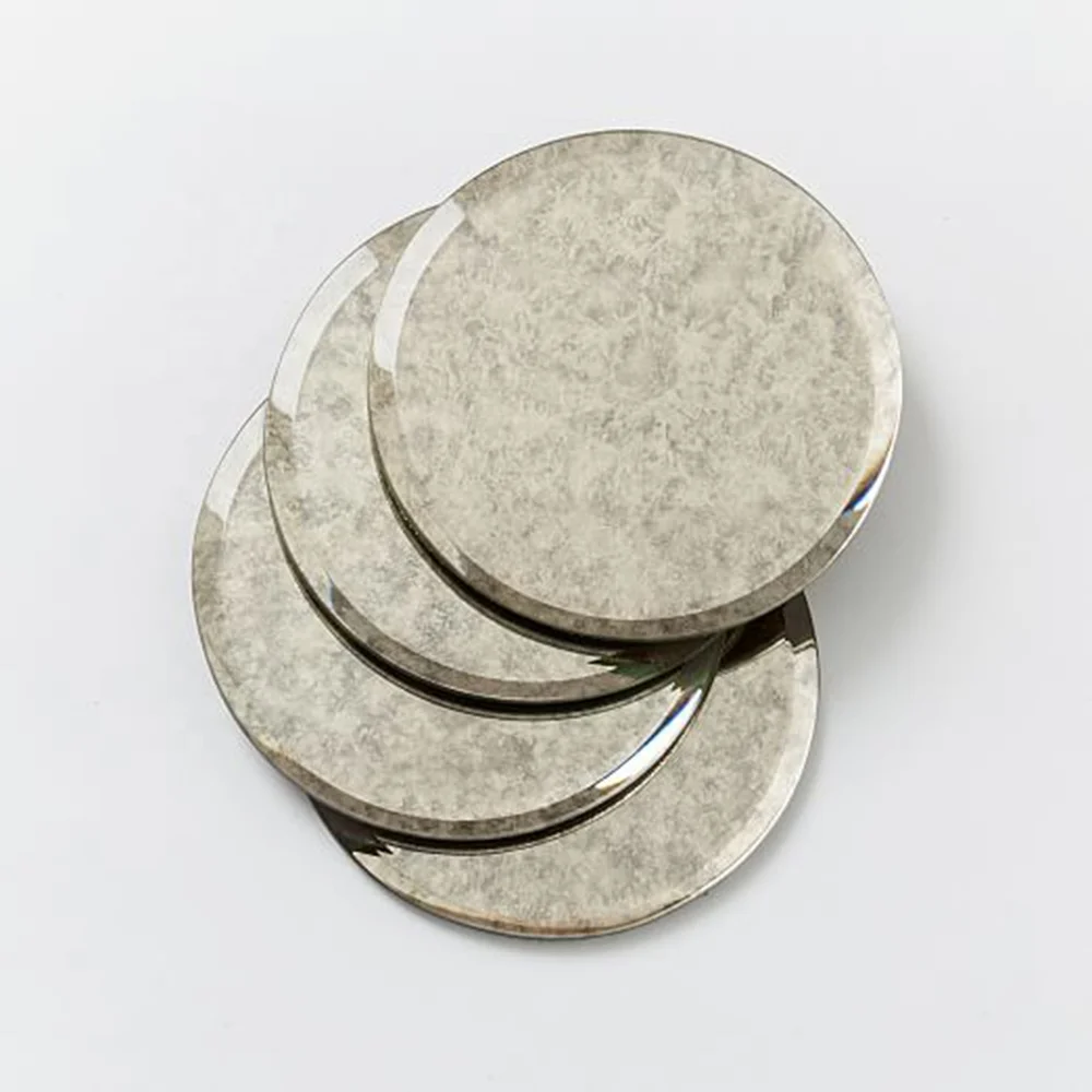 Monogrammed Round Acrylic Mirror Coaster 4" Etched Gold Mirrored