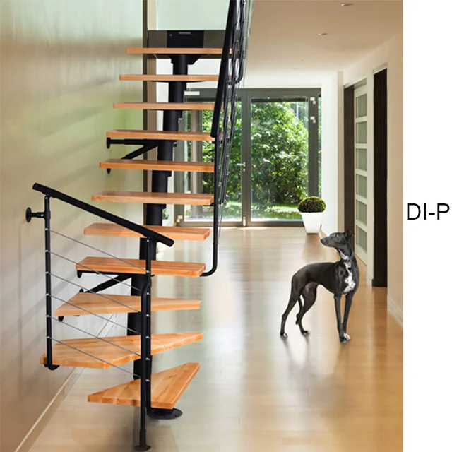 
Customized modern indoor spiral staircase with wooden steps 