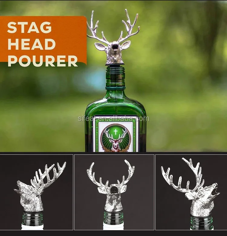 Bottle Pourer Wine Aerator Alcohol Stopper Liquor Deer Head Flow Oil Whiskey New 