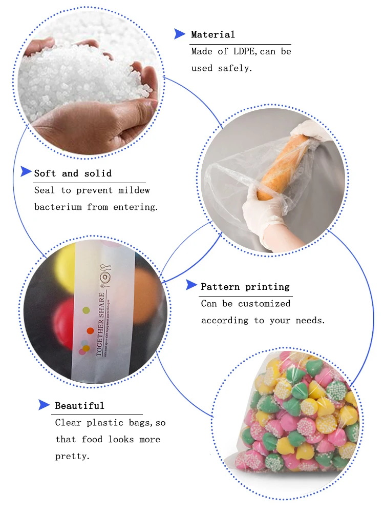 Hot Sale Clear Plastic Bread Packaging Bag