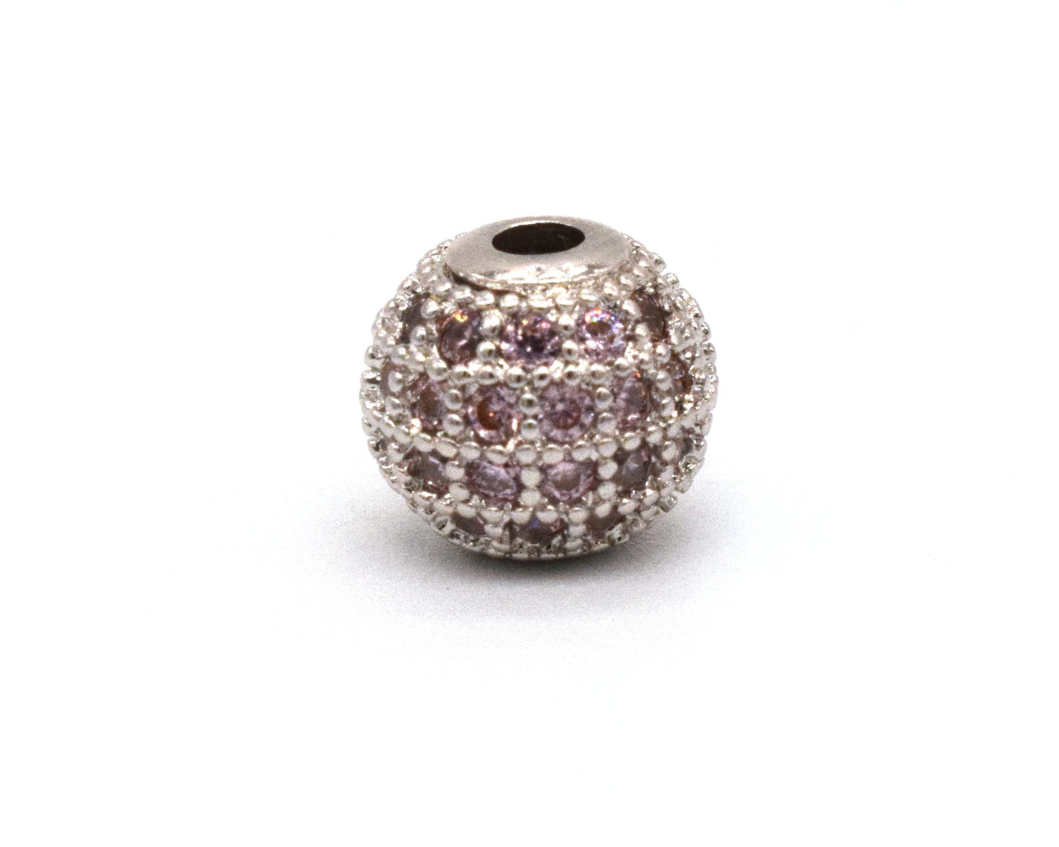

8mm Silver Gold Brass CZ Micro Pave Ball beads Pink Cubic Zirconia Pave beads for bracelets making, Multi color