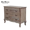 antique french white washed oak chest of 3 drawers