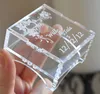Personalized Square Acrylic Crystal Shape Wedding Cake Topper with Figure