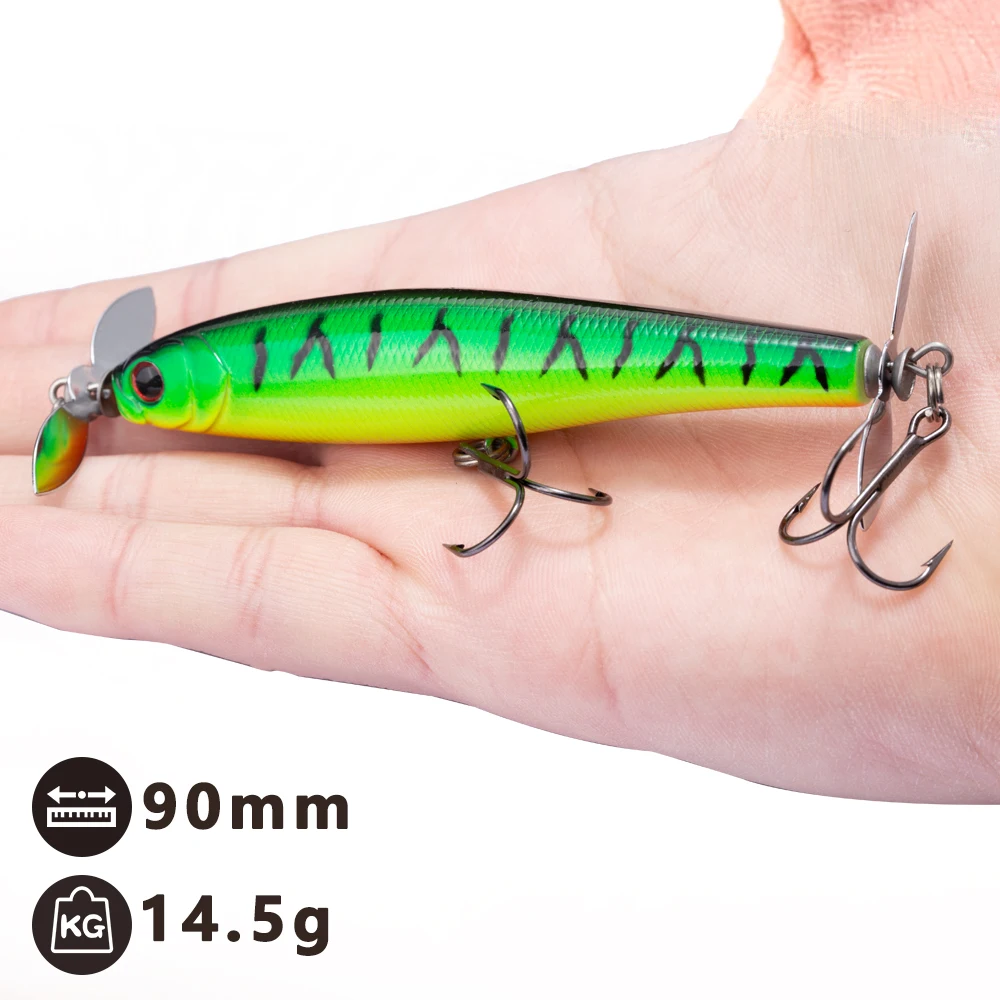 

2019 New hard bait fishing pencil lure 90 with double Propeller