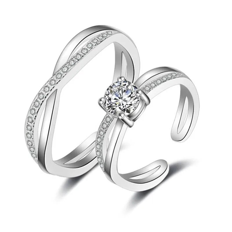 

South Korean fashion men and women engagement rings Adjustable Couple Ring