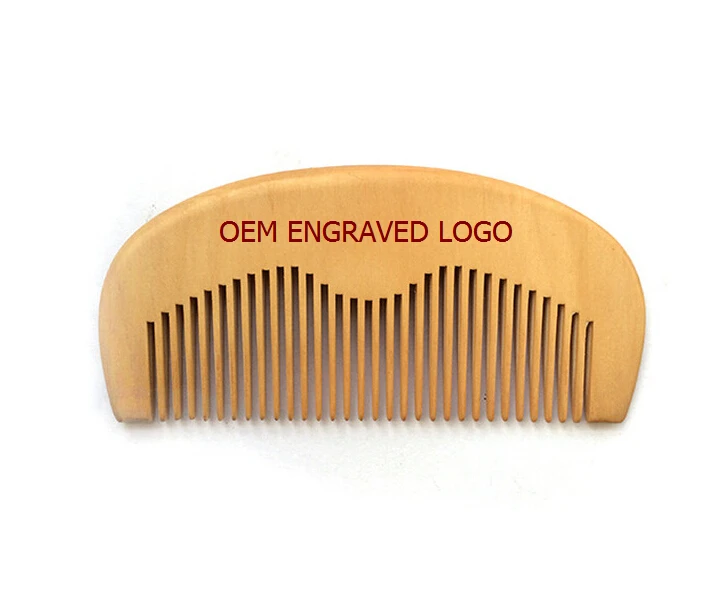 

Custom logo natural pear wood mini hair beard comb, Natural wooden color