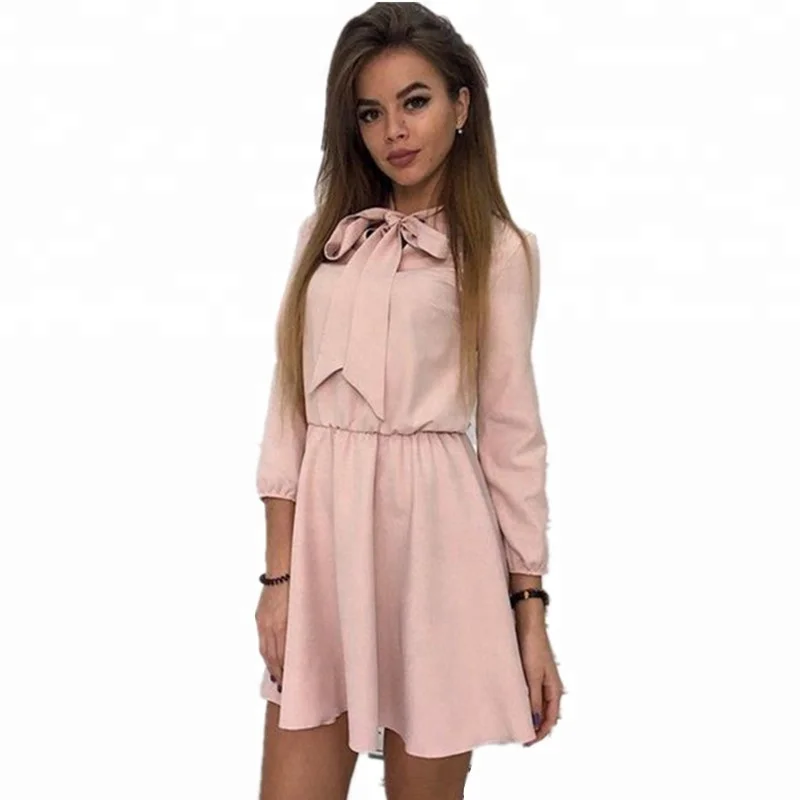 

Clothing Dropshipping Woman Clothes 2018 Trending Dress Bowknot Ladies Frock