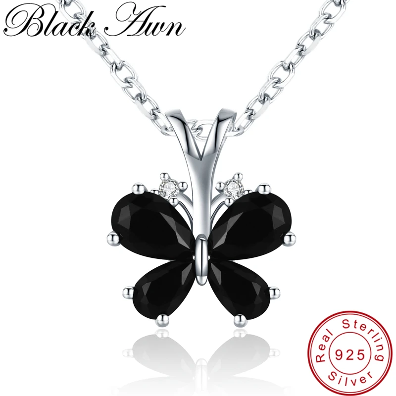 

[BLACK AWN] 925 Sterling Silver Jewelry Life Butterfly Necklace for Women Female Bijoux Necklaces Pendants Girl Gift K016