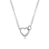 Double hearts pendant Open Heart necklace copper statement with cz stones