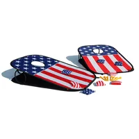 

Aretues Portable cornhole toss game set with 8 bean bags and travel carrycase American Flag Design outdoor indoor football beach