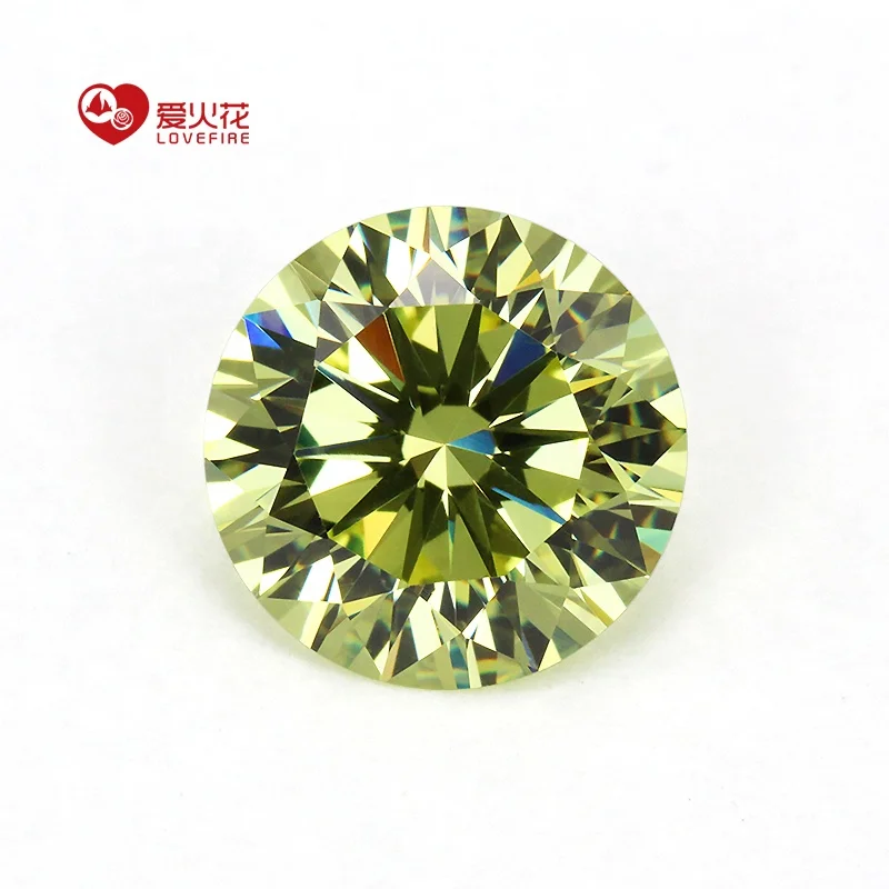 WuZhou Gems 10HS &10AS 12.0mm Green Round Shape Loose Cubic Zirconia Jewelry