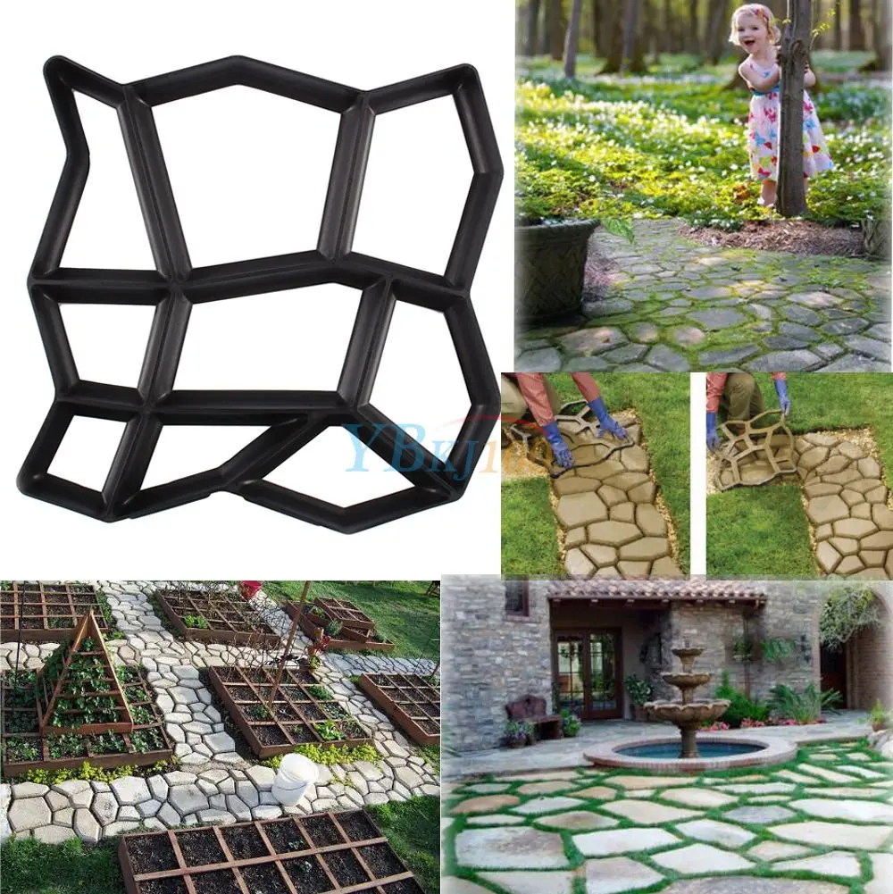 Garden Paving Molds Diy Plastic Walk Road Path Maker  Stone Concrete Mould
