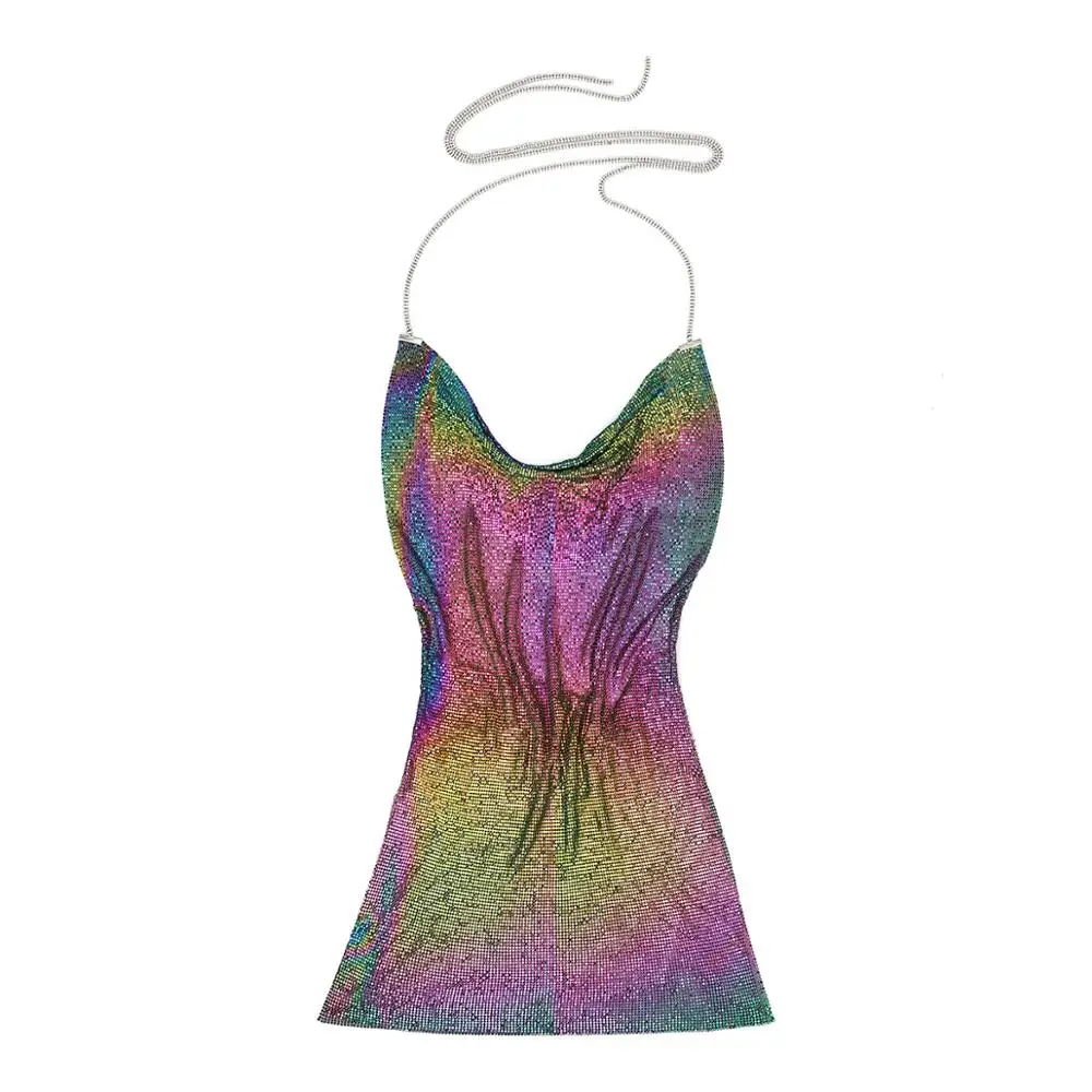 

Low cut deep V sexy dress personality super flash nightclub metal clothing XR0293, N/a