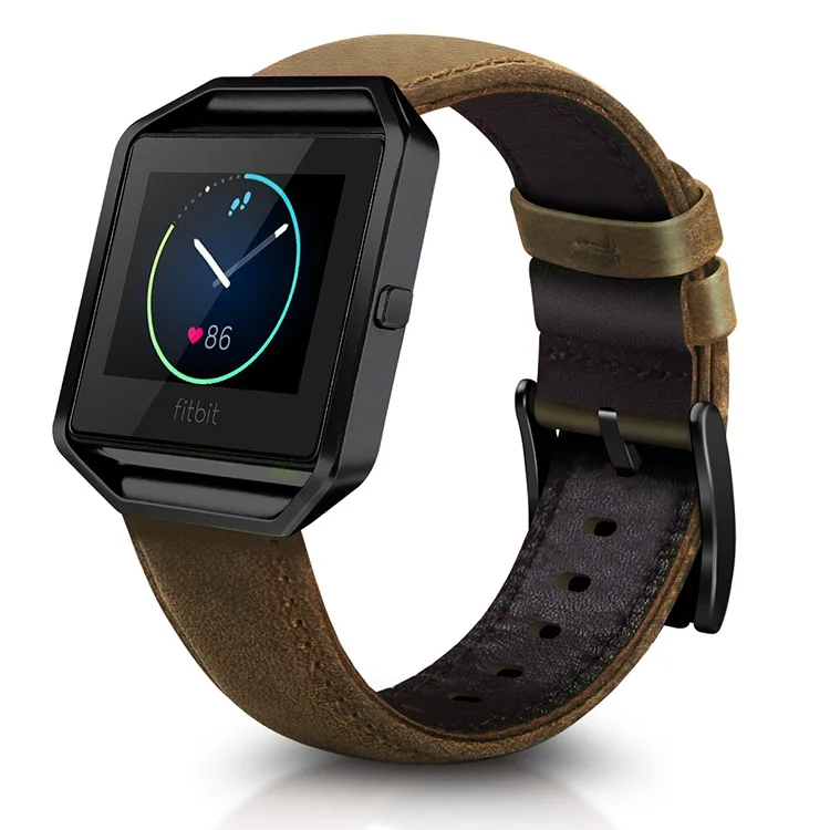 

Factory direct Fitbit blaze watch with smart belt 23mm wristband men and women retro leather Manufacturer personal customization, Army;brown