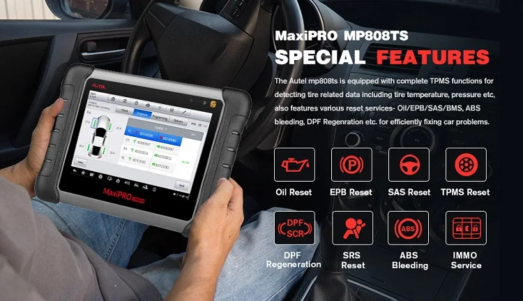 full system obd2 car diagnostic machine autel maxipro mp808ts diagnostic scanner with TPMS programming