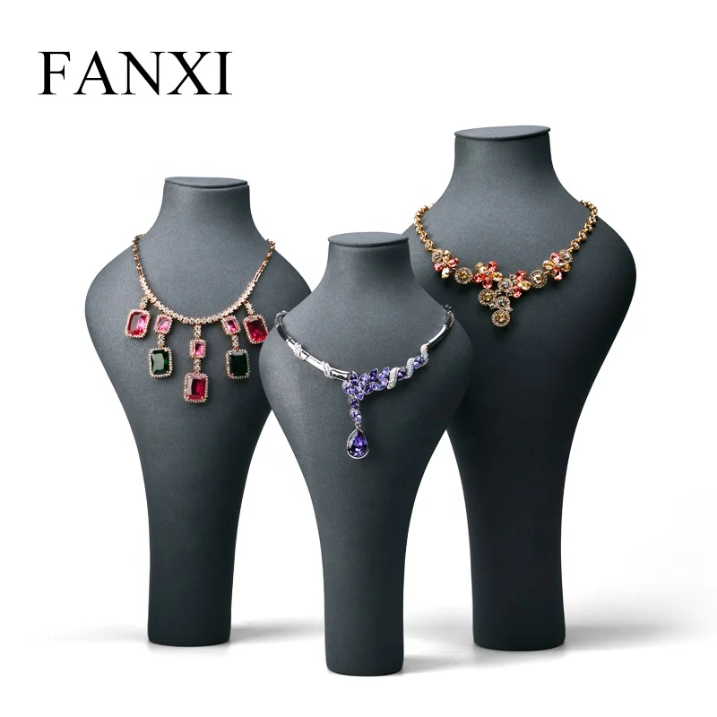 

FANXI china wholesale jewelry display showcase necklace/pendant display for counter mannequin jewelry stand