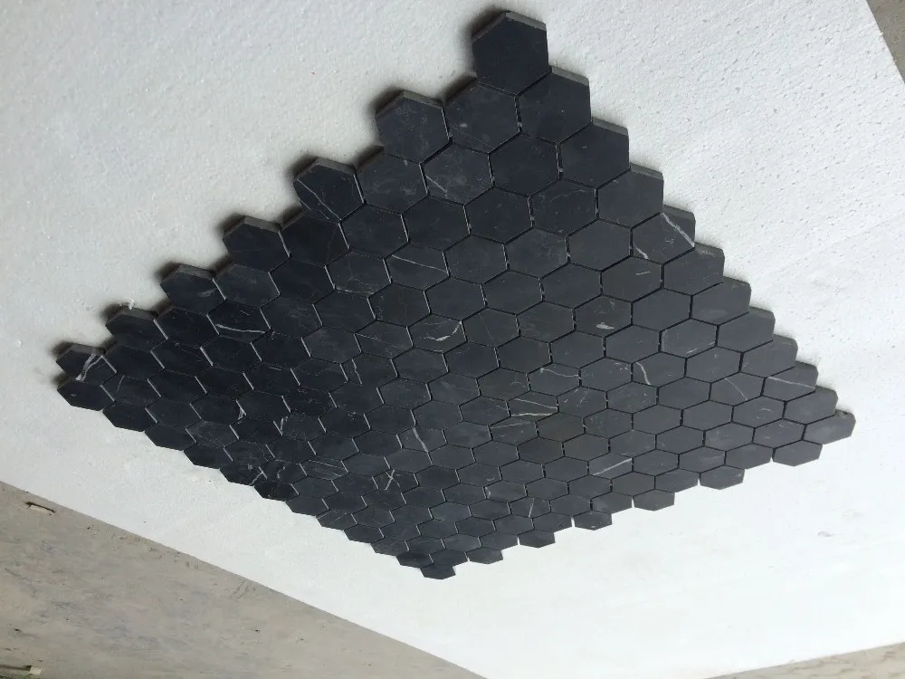2 inch Nero Marquino Balck Hexagon Honed Cheap Mosaic Tiles