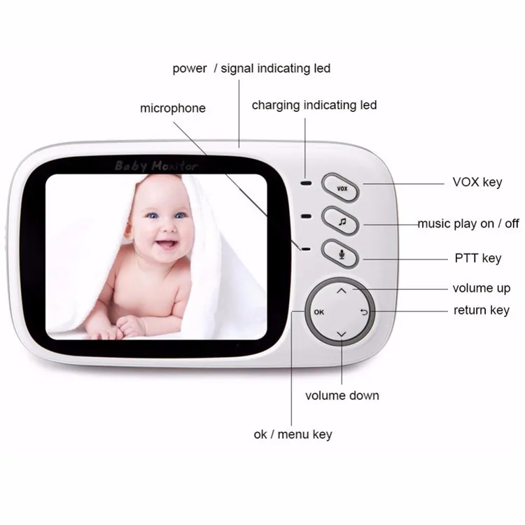 3.2Inch Color LCD Video Baby Monitor vb603 with Temperature Monitoring