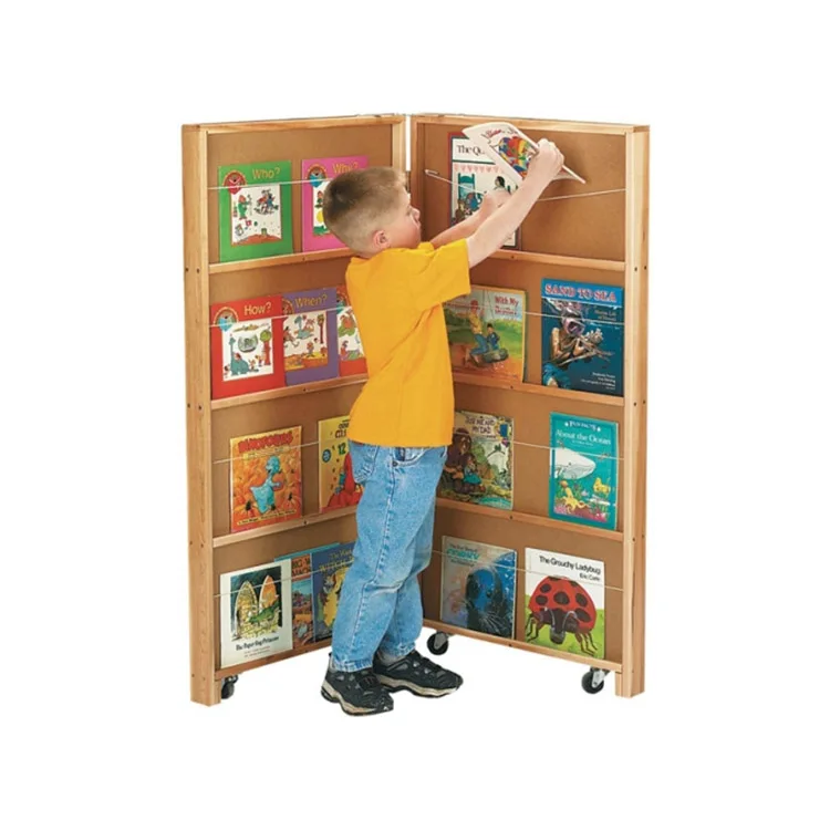 New Design Free Daycare Furniture Wooden Bookcase For School Room