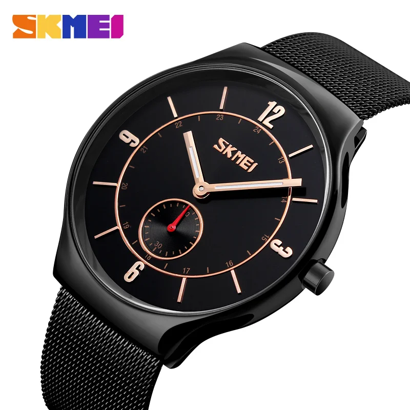 

SKMEI 9163 Top brand Luxury Men's waterproof Wristwatches Ultra Thin Stainless Steel Clock hour Male Quartz Relogio Masculino