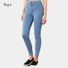 2015 New Arrival Wholesale Woman Denim Pencil Pants Top Brand Stretch Jeans High Waist Pants Women High Waist Jeans