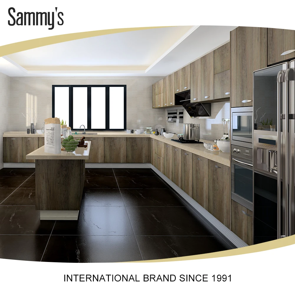 Ahorrar espacio chapa puerta de madera gabinetes de cocina de diseño