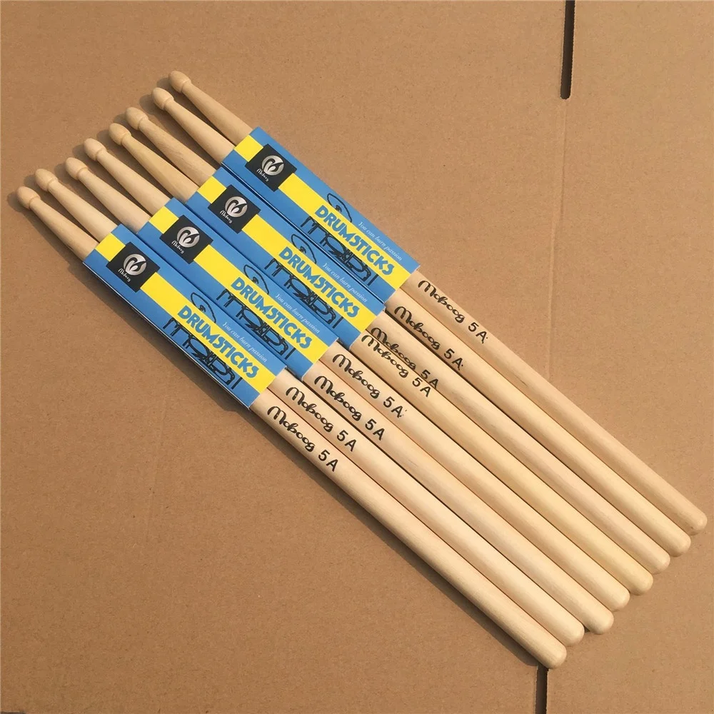 

High quality custom logo hard maple drum sticks 5A 7A jazz drum set drumstick, Wood color