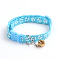 

Pet Collar With Bell Superior Footprint Color Button Dog Cat Collars